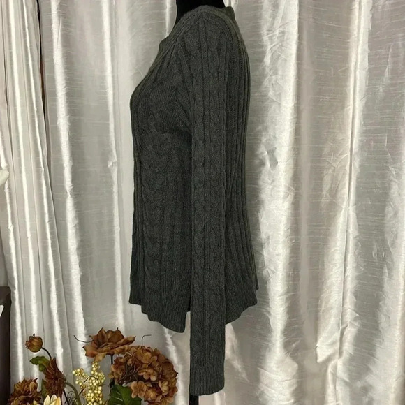 Hippie Rose Women’s Large Acrylic Long Sleeve Dark Gray Cable Knit Sweater - Picture 5 of 9